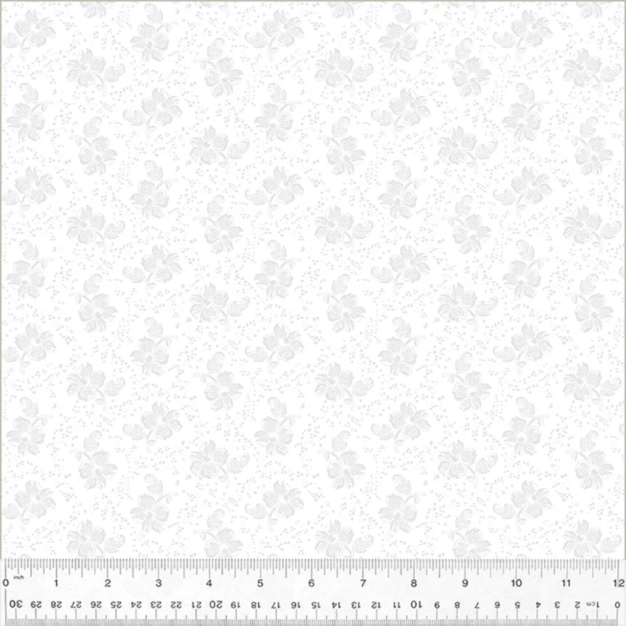 Fabric Windham Frosting White on White Fleurette by the Quarter Yard 54608-1